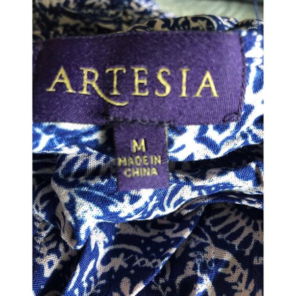 Artesia Boho Chic Button Front Short Sleeve Maxi tasel neck closing size medium - Picture 12 of 12